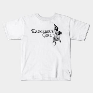 "Dangerous Girl" Female Pirate Engraving Kids T-Shirt